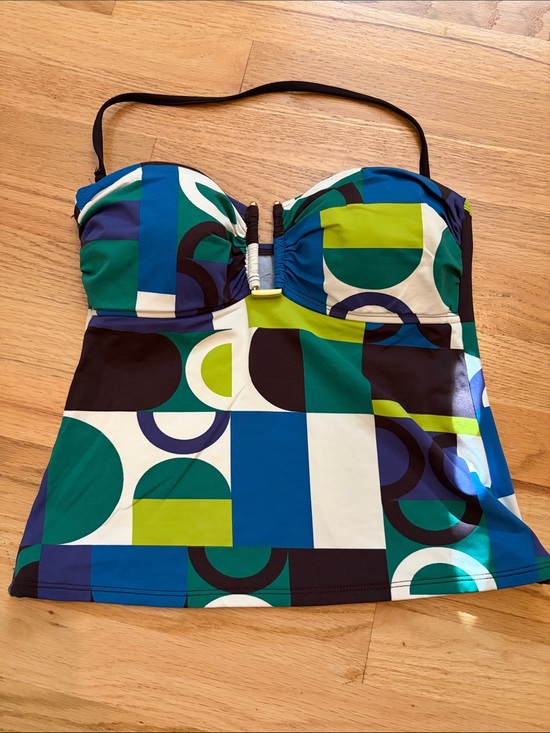La Blanca Other - La Blanca Strapless Geometric Swim Top in Blue, Green, White